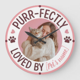 Reloj Redondo Grande Custom Photo and Name For Cat Mom | Pet Lovers