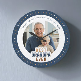 Reloj Redondo Grande Custom Photo Message Best Grandpa Ever Large Clock