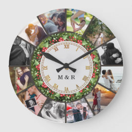 Reloj Redondo Grande Custom Photos Collage Clock | Gift for Christmas
