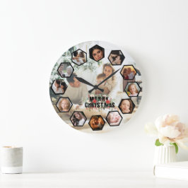 Reloj Redondo Grande Custom Photos Collage Clock | Gift for Christmas