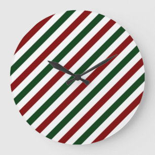 Reloj Redondo Grande Customizable Christmas Stripes