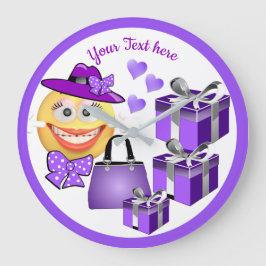 Reloj Redondo Grande Customizable Cute Fashion Emoji with Shopping