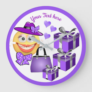 Reloj Redondo Grande Customizable Cute Fashion Emoji with Shopping