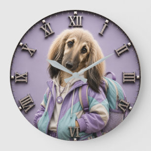 Reloj Redondo Grande Cute Afghan Hound Puppy