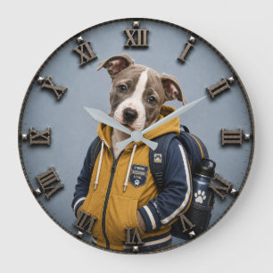 Reloj Redondo Grande Cute American Staffordshire Terrier Puppy