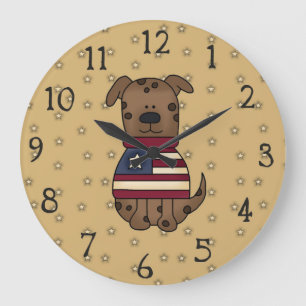 Reloj Redondo Grande Cute Americana Puppy Wall Clock