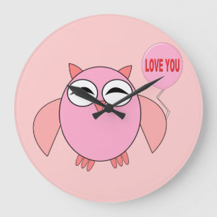 Reloj Redondo Grande Cute Amo Rosa, Corazón De La Pared