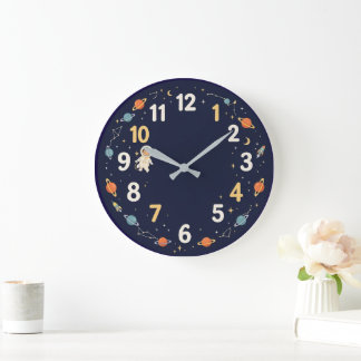 Reloj Redondo Grande Cute astronauta espacial y planetas Educación infa