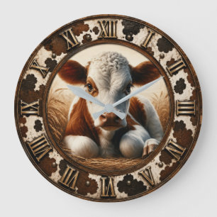 Reloj Redondo Grande Cute Baby Calf Rustic Farmhouse