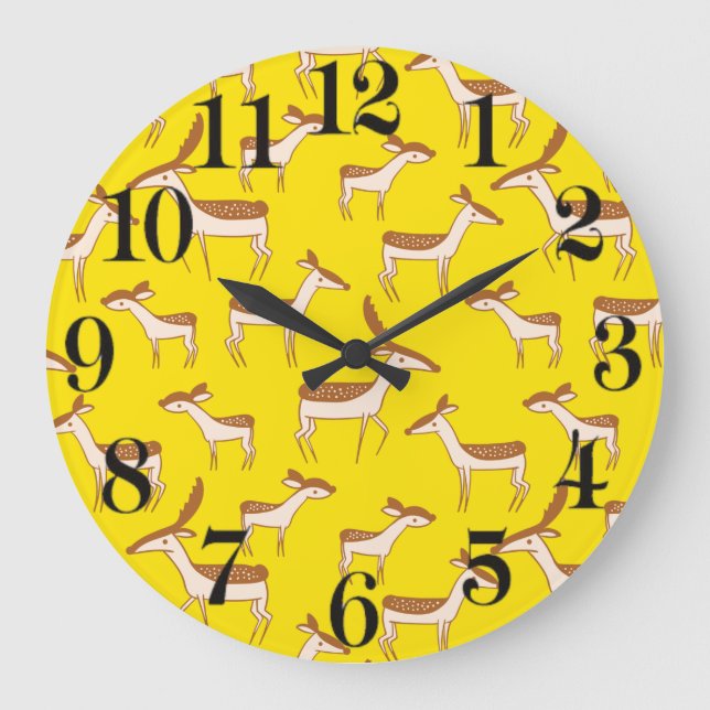 Reloj Redondo Grande Cute Baby Deer and Family (Anverso)