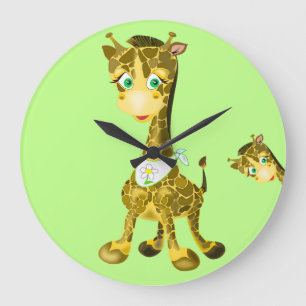Reloj Redondo Grande Cute Baby Giraffe