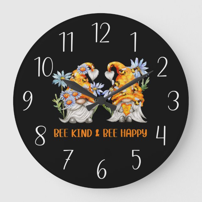Reloj Redondo Grande cute bee gnome insect lovers word art (Anverso)