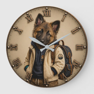 Reloj Redondo Grande Cute Belgian Tervuren Puppy