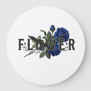 Reloj Redondo Grande Cute Blue Floral "FLOWER" Sudadera con capucha par