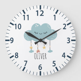 Reloj Redondo Grande Cute Boho Style de canciones de cuna Cloud Nursery