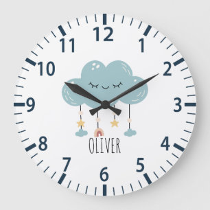 Reloj Redondo Grande Cute Boho Style de canciones de cuna Cloud Nursery