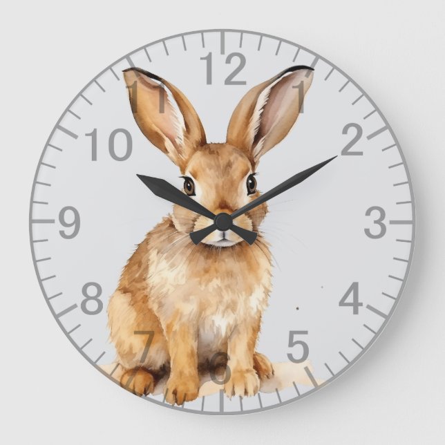 Reloj Redondo Grande Cute Brown Hare (Anverso)