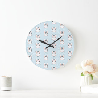 Reloj Redondo Grande Cute Bunny Face Rabbit Pattern