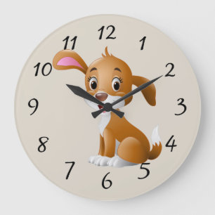 Reloj Redondo Grande Cute Cartoon Puppy