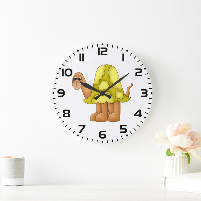 Reloj Redondo Grande Cute Cartoon Turtle with Puffy Green Shell (Subido por el creador)