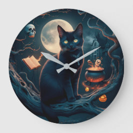 Reloj Redondo Grande cute Cat day inspired Halloween Celebration decor