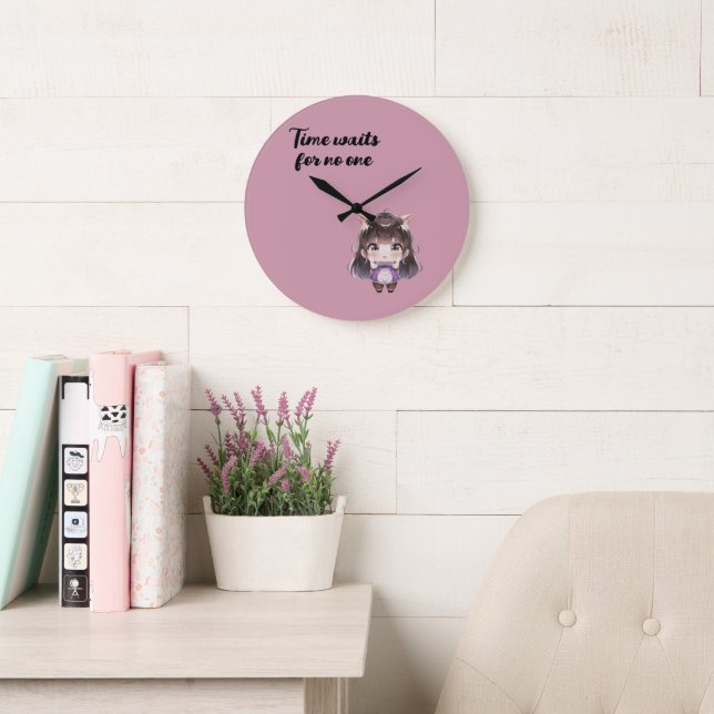 Reloj Redondo Grande Cute Chibi Clock (Sala de lectura)