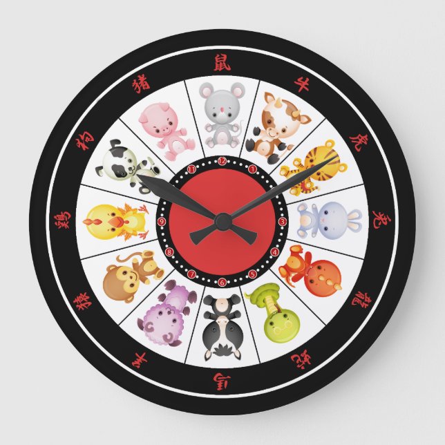 Reloj Redondo Grande Cute Chinese Zodiac Circle wall clocks (Anverso)