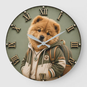 Reloj Redondo Grande Cute Chow Chow Puppy