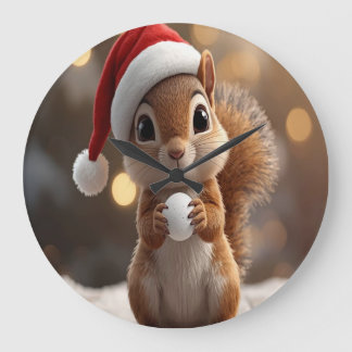 Reloj Redondo Grande Cute Christmas Squirrel Wall Clock