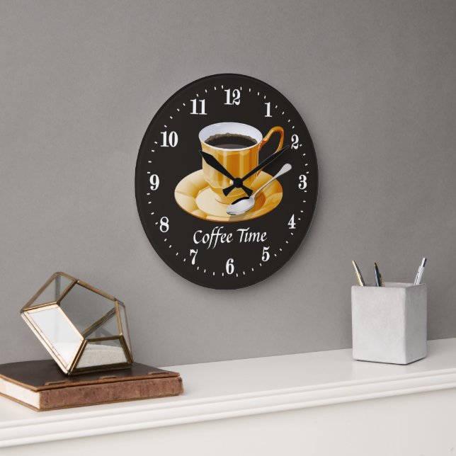 Reloj Redondo Grande cute coffee time add text (Oficina)