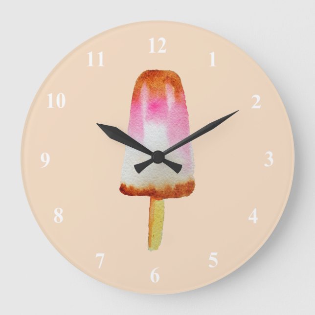 Reloj Redondo Grande Cute cola helado de bloqueo de arte pop (Anverso)