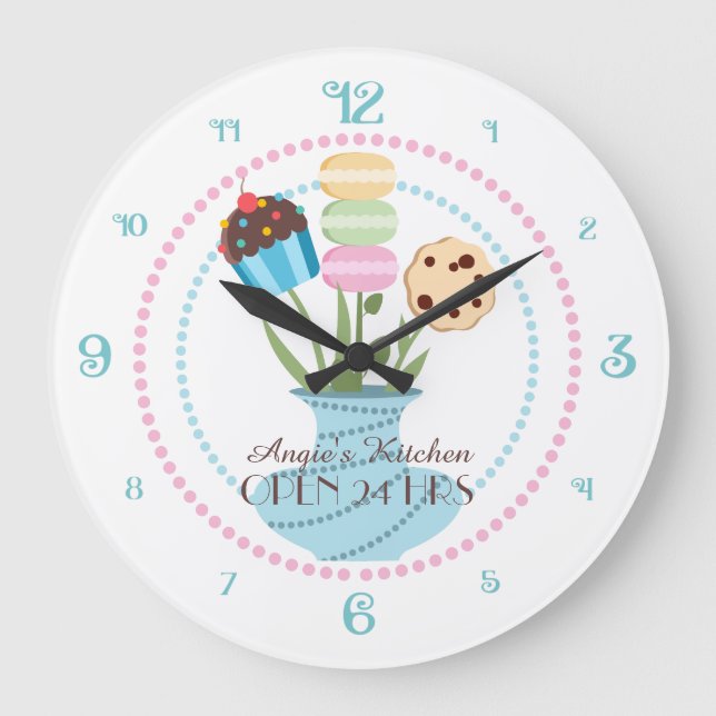 Reloj Redondo Grande Cute cookie cupcake bouquet personalized kitchen (Anverso)