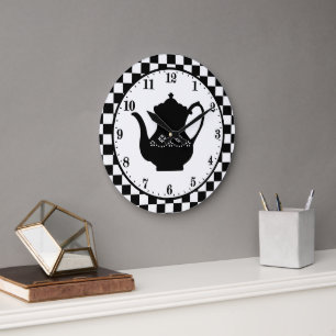 Reloj Redondo Grande cute Country  coffee pot word art Large Clock