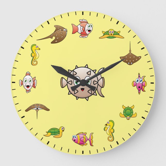 Reloj Redondo Grande Cute Creatures of the Deep Sea Themed (Anverso)