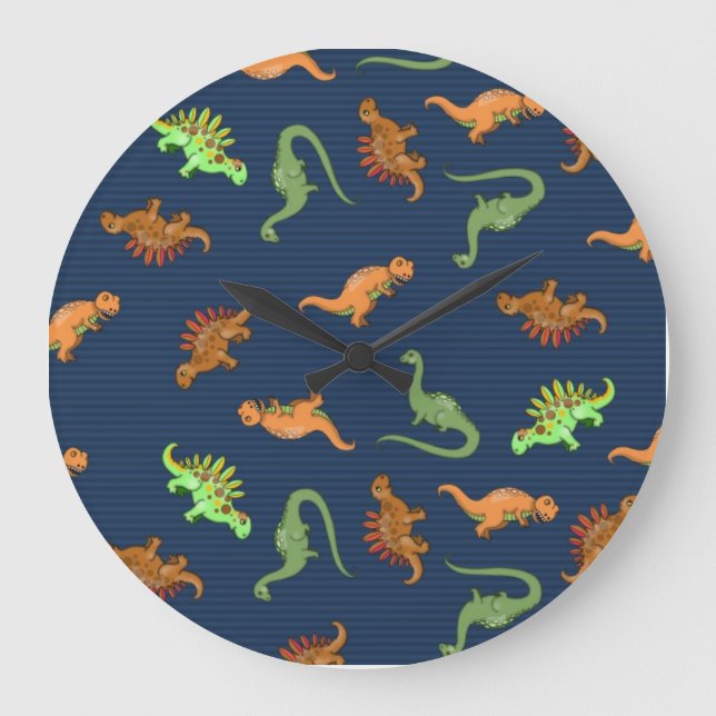 Reloj Redondo Grande Cute Dinosaurs Pattern (Anverso)