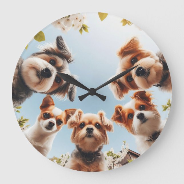 Reloj Redondo Grande Cute Dogs Funny Dog Wall Clock (Anverso)
