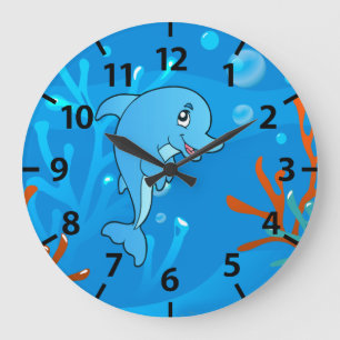 Reloj Redondo Grande Cute Dolphin Ocean Aquatic Wall Clock