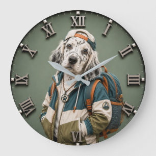 Reloj Redondo Grande Cute English Setter Puppy