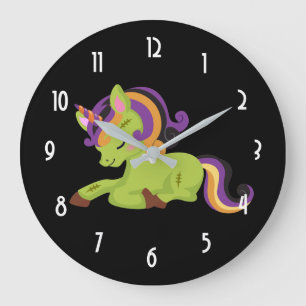 Reloj Redondo Grande Cute Frankenstein Unicorn Halloween