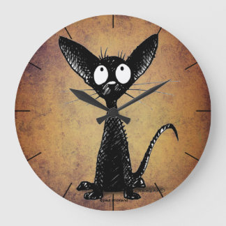 Reloj Redondo Grande Cute funny cartoon black cat