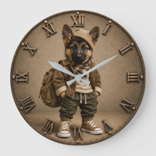 Reloj Redondo Grande Cute German Shepherd Puppy
