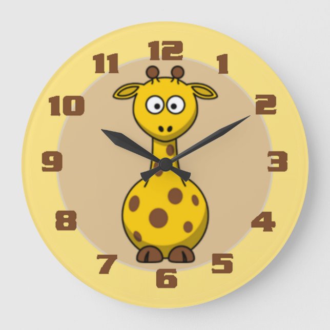 Reloj Redondo Grande Cute Giraffe Nursery (Anverso)