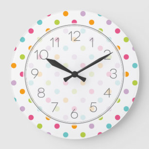 Reloj Redondo Grande Cute Girly Colorful Polka Dots
