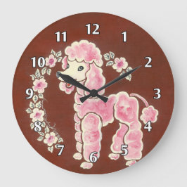 Reloj Redondo Grande Cute Girly Fluffy Pink Poodle Dog