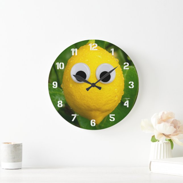 Reloj Redondo Grande Cute Googly Eye Lemon Kids Clock (Hogar)
