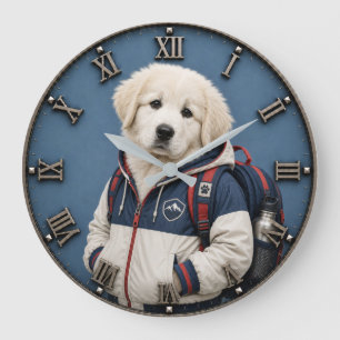 Reloj Redondo Grande Cute Great Pyrenees Puppy