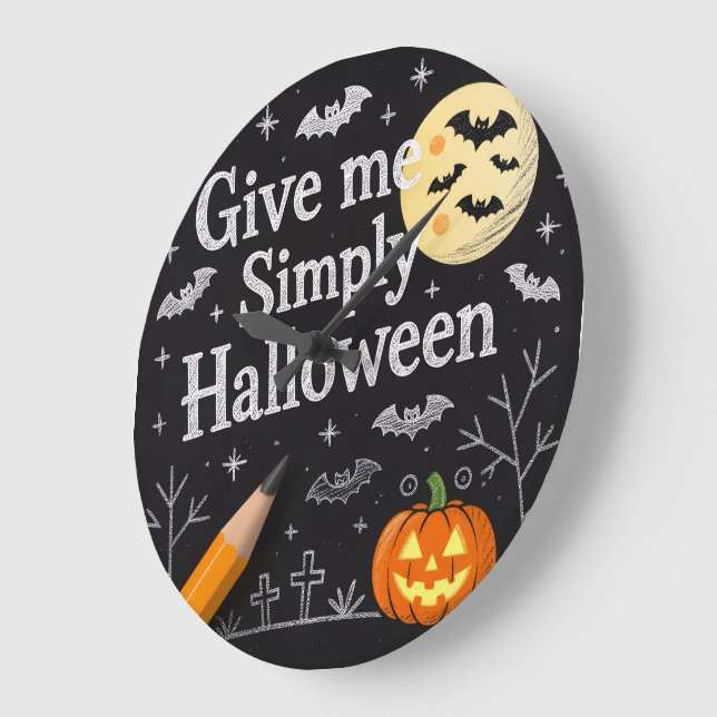 Reloj Redondo Grande Cute Halloween Gift Wrap (Ángulo)