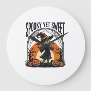 Reloj Redondo Grande Cute Halloween Witch Espeluznante Pero Dulce Camis