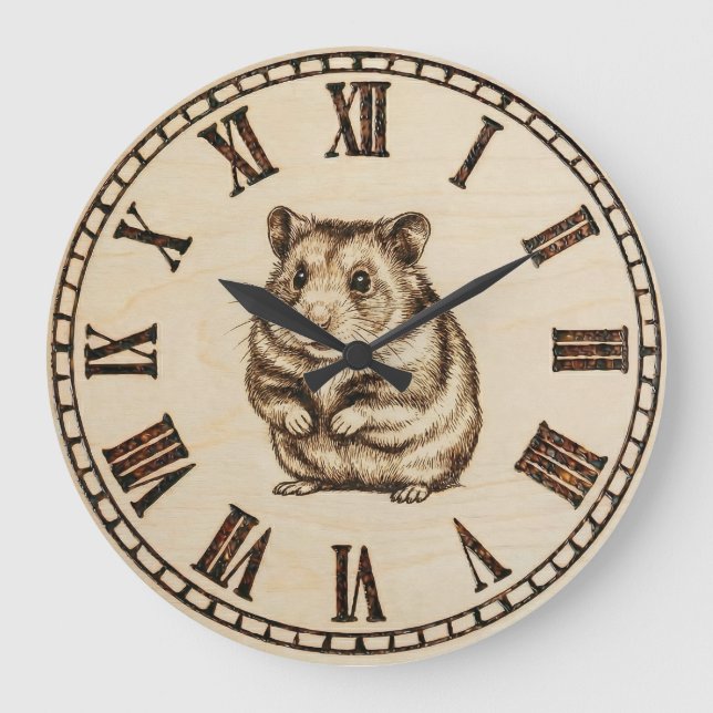 Reloj Redondo Grande Cute Hamster Wooden Wall Clock (Anverso)