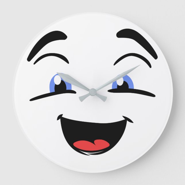 Reloj Redondo Grande Cute Happy Face (Anverso)